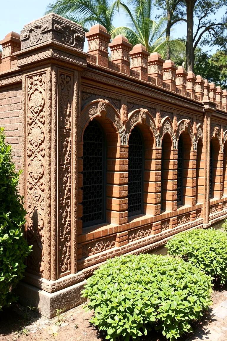 Intricate Brickwork Design Detail - 24 Front Yard Brick Fence Ideas