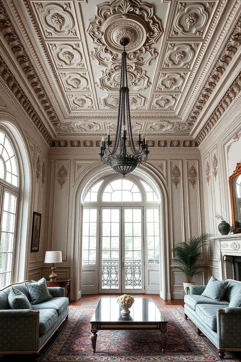 Intricate Crown Molding - 24 Parisian-style Living Room Ideas