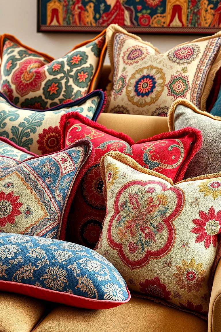 Intricate Decorative Pillows - 24 Bohemian Maximalist Decor Ideas