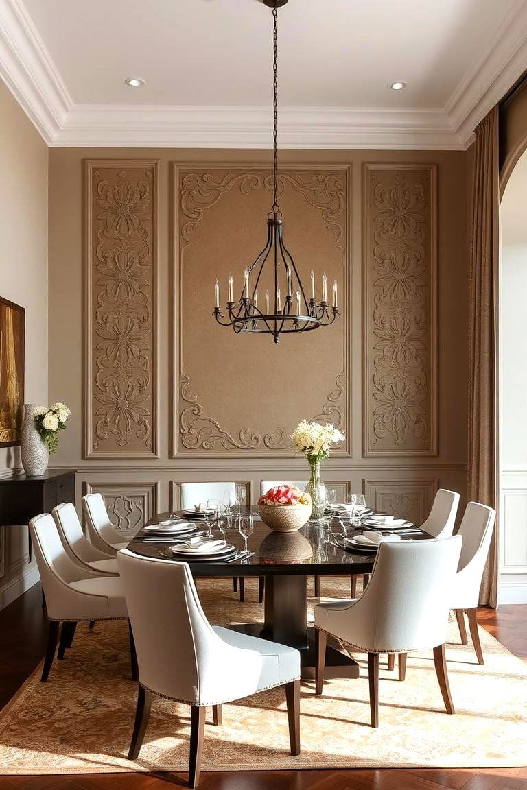Intricate Decorative Wall Panels - 24 Glam Dining Room Ideas