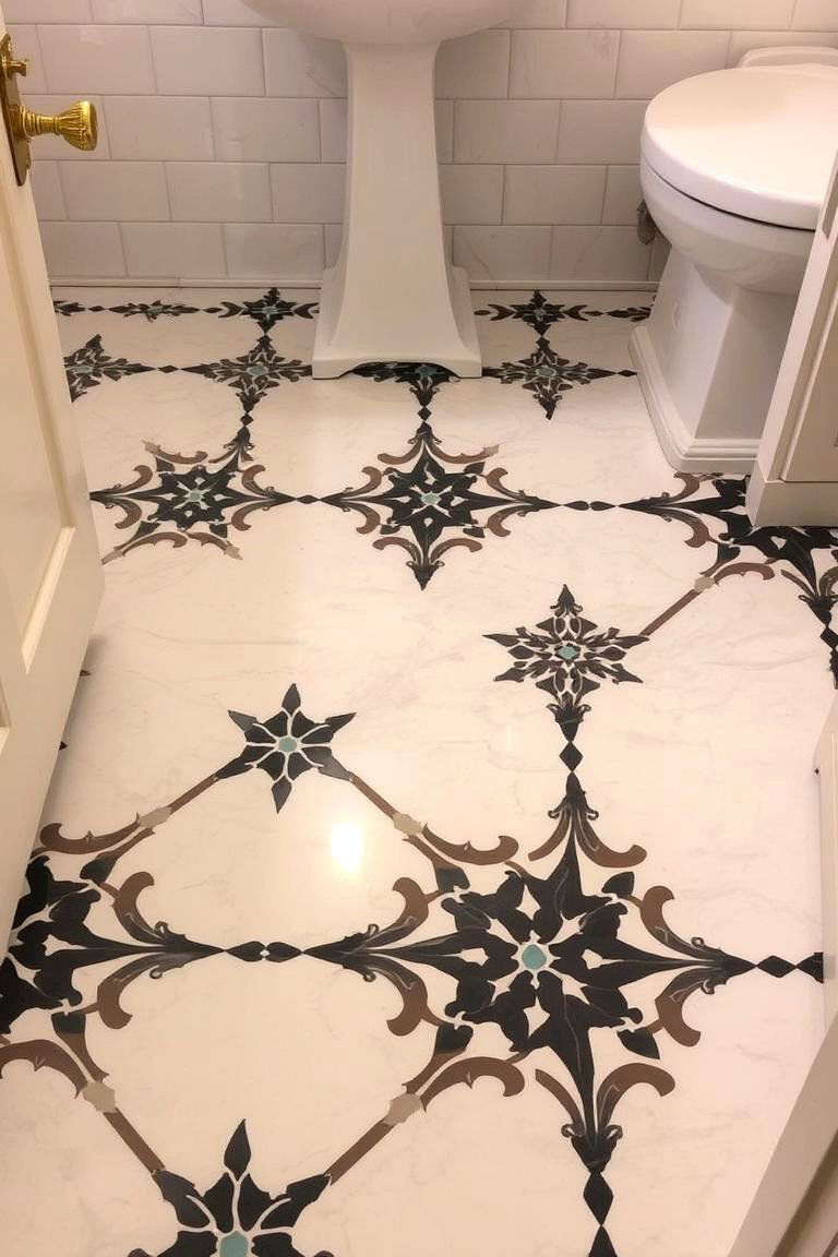 Intricate Floor Patterns - 24 Art Deco Bathroom Ideas