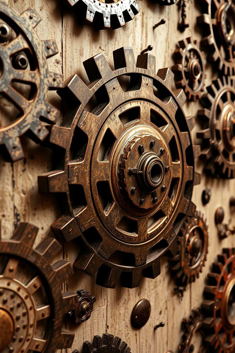 Intricate Gear Motif Decor - 24 Steampunk Bedroom Ideas
