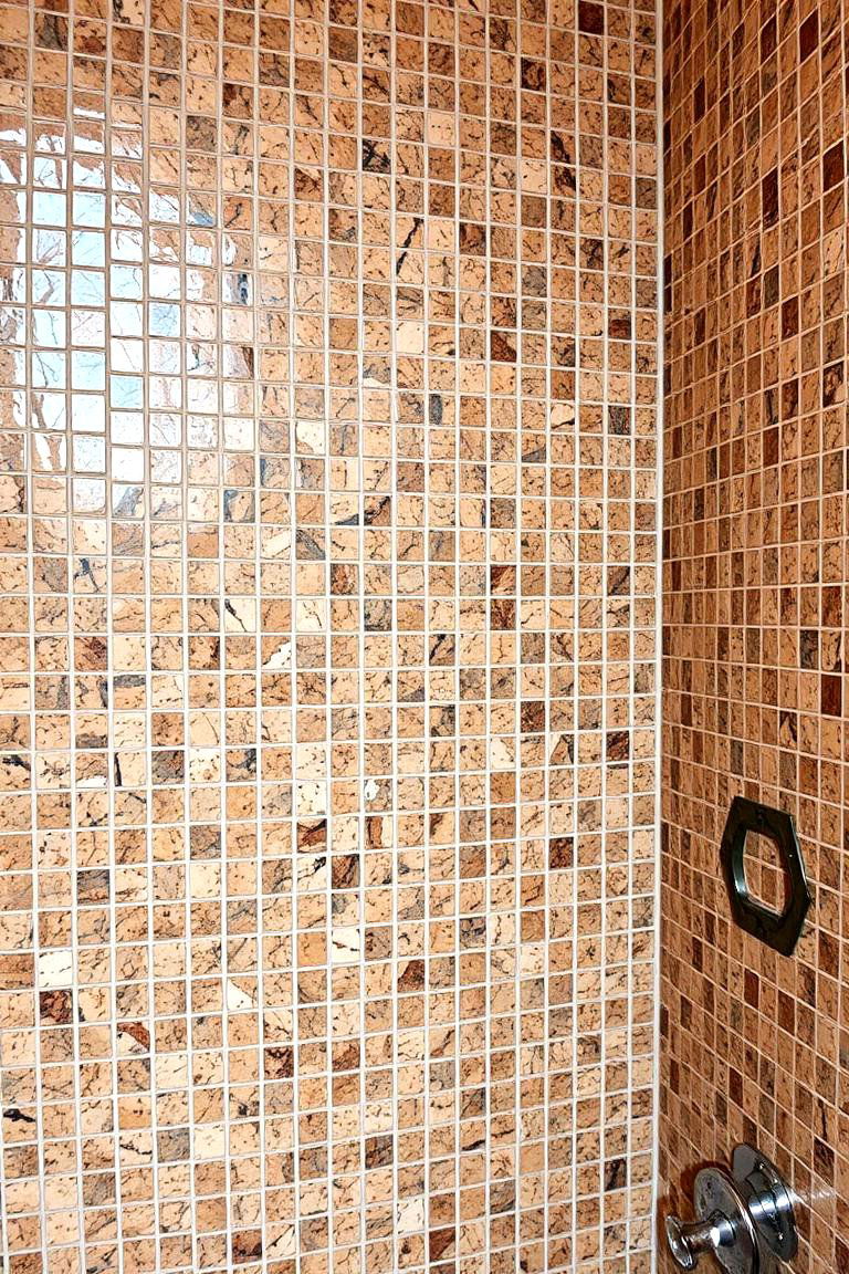 Intricate Granite Mosaic Patterns - 24 Brown Granite Bathroom Ideas