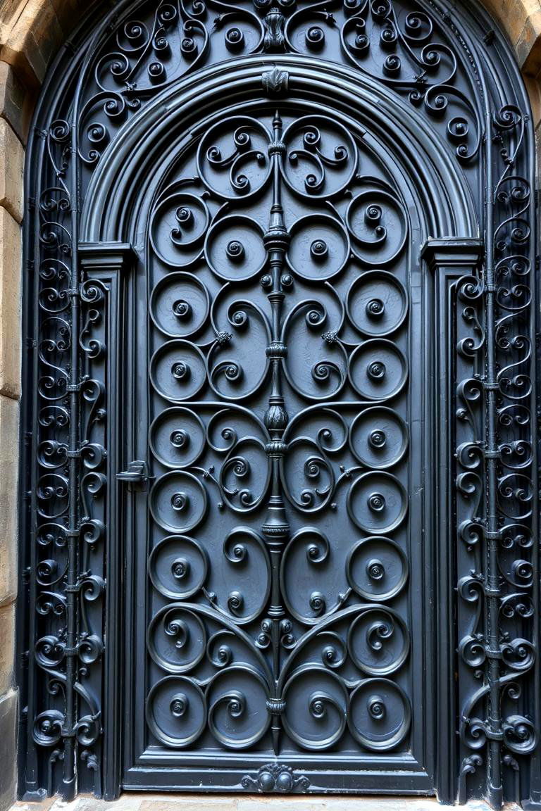 Intricate Iron Wrought Door - 24 Gothic Front Door Ideas