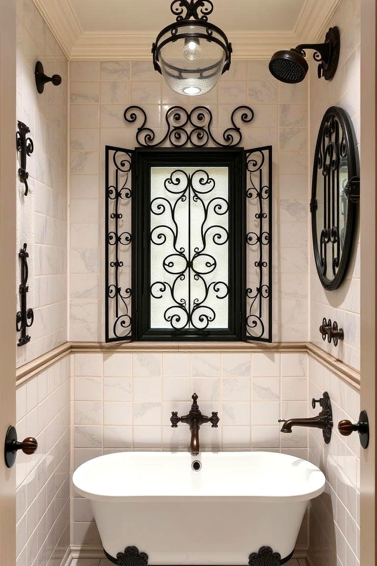 Intricate Ironwork and Decorative Grilles - 24 Tuscan Bathroom Ideas