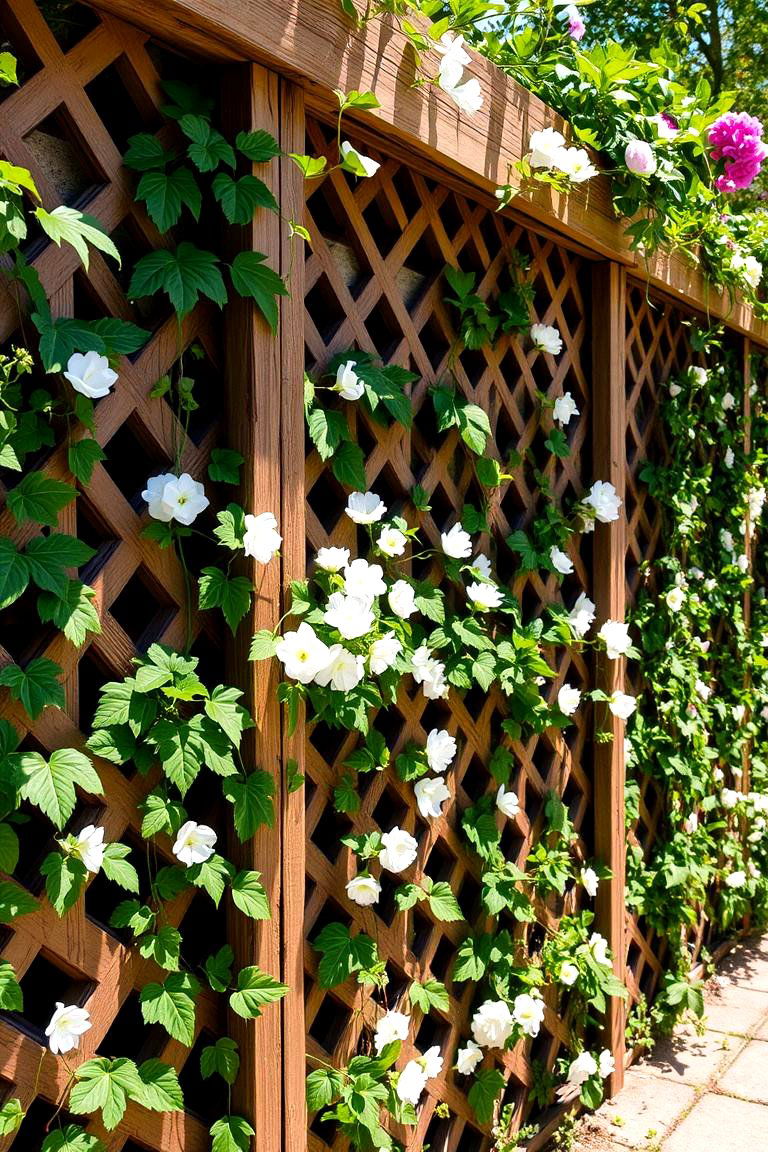 Intricate Lattice with Vines - 24 Lattice Fence Ideas