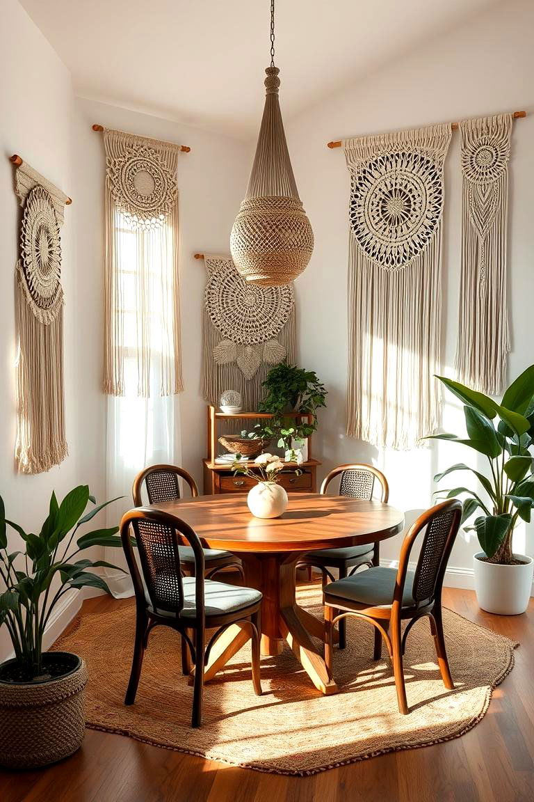 Intricate Macrame Installations - 24 Boho Dining Room Ideas