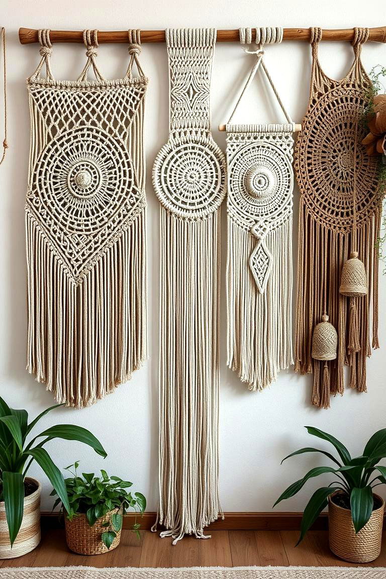 Intricate Macrame Wall Hangings - 24 Boho Beach Bedroom Ideas