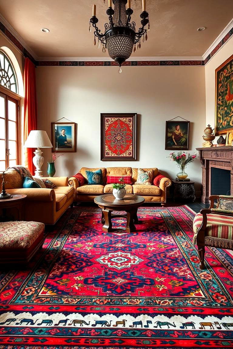 Intricate Moroccan Carpet - 24 Living Room Carpet Ideas