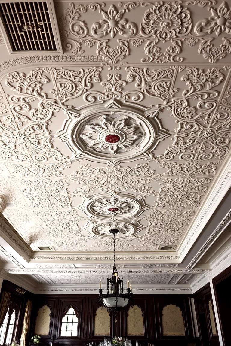 Intricate Stenciled Ceiling - 24 Dining Room Ceiling Ideas