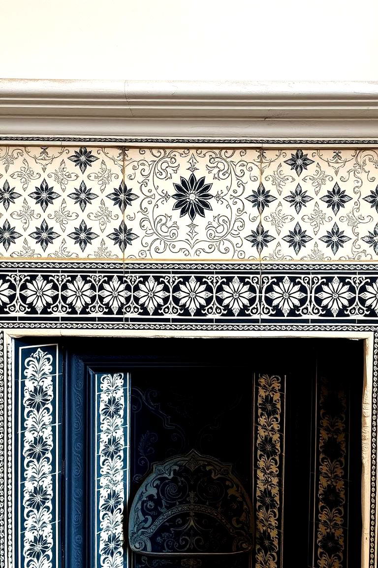 Intricate Tilework - 24 Black and White Fireplace Ideas