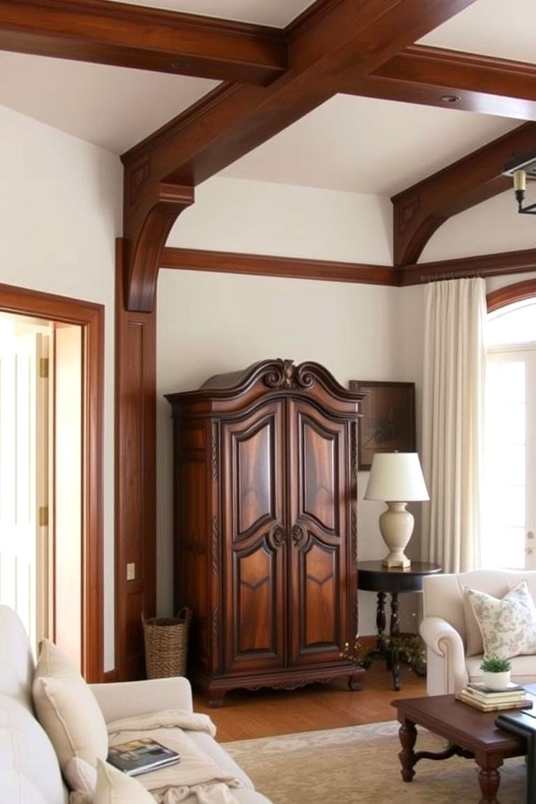 Intricate Woodwork Details - 24 French Country Living Room Ideas