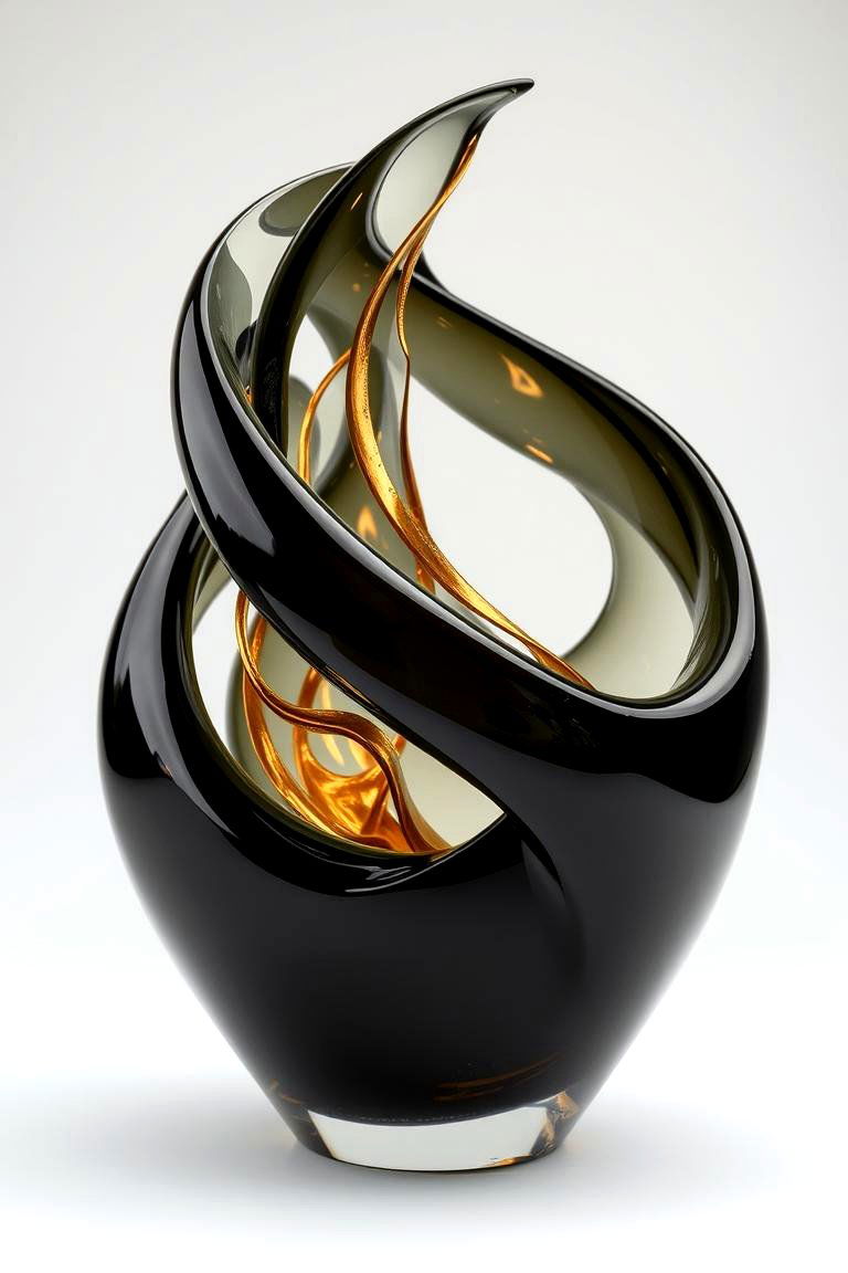 Intriguing Black and Gold Glass Sculpture - 24 Black and Gold Centerpiece Ideas