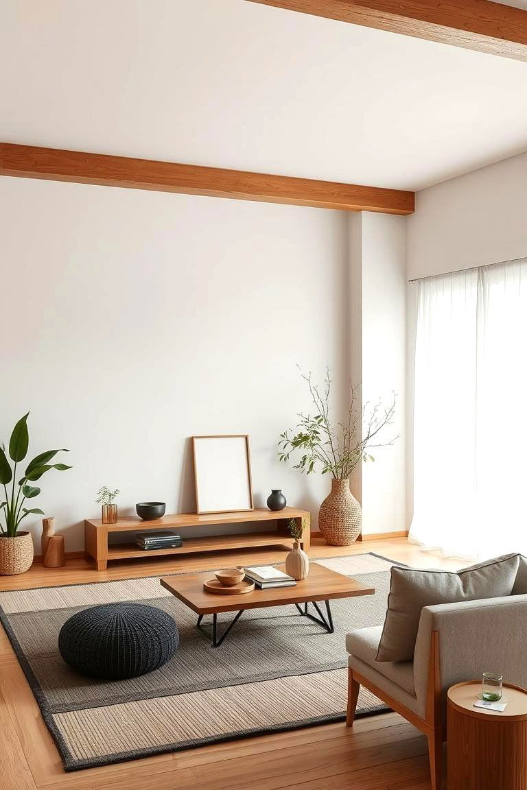 Introduce Bamboo Accents - 24 Japandi Living Room Ideas