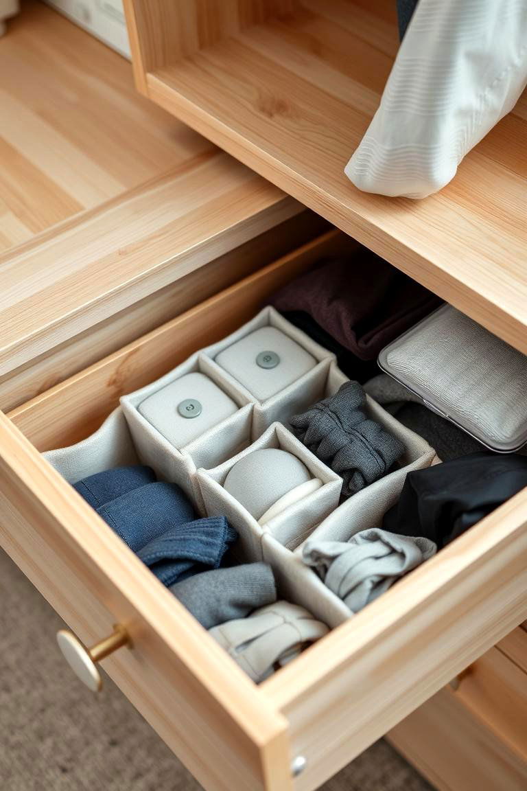Introduce Drawer Dividers and Organizers - 24 Small Dressing Room Ideas