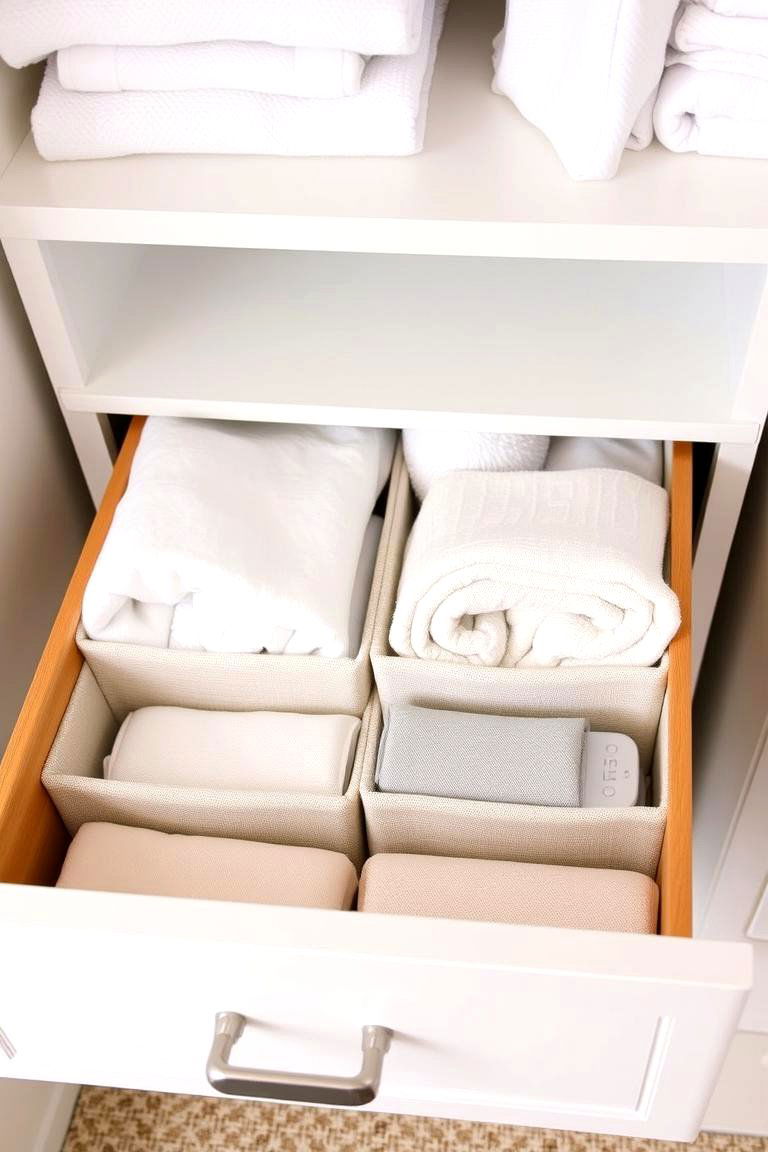 Introduce Drawer Organizers for Small Items - 24 Linen Closet Organization Ideas