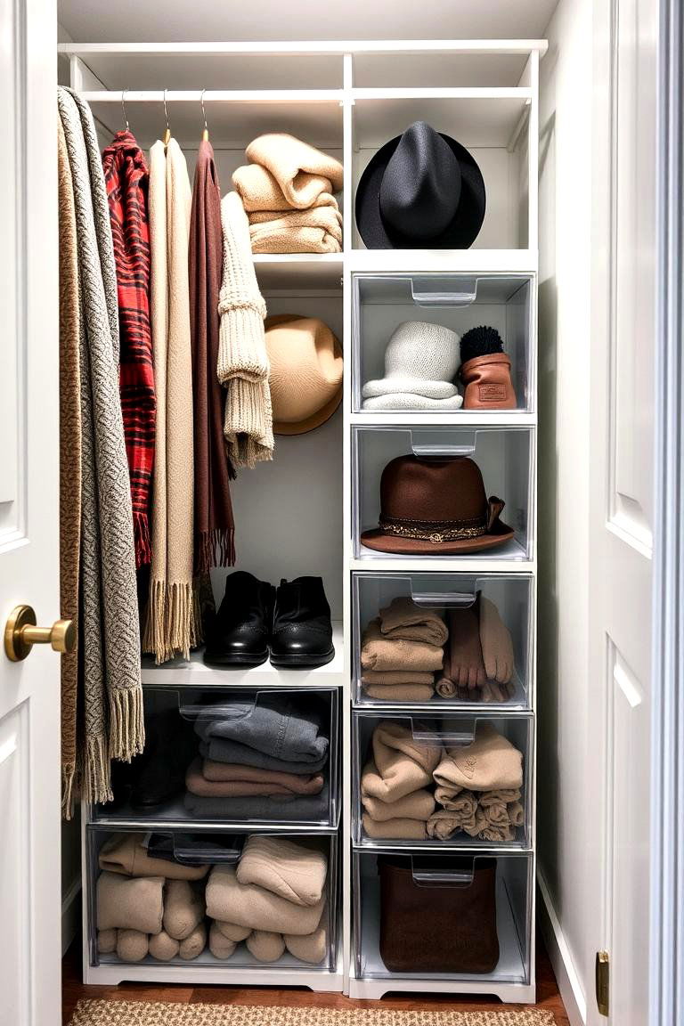 Introduce Drawer Units - 24 Hall Closet Organization Ideas