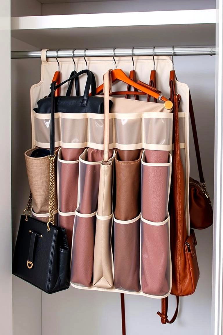 Introduce Hanging Organizers for Space Efficiency - 24 Purse Storage Ideas