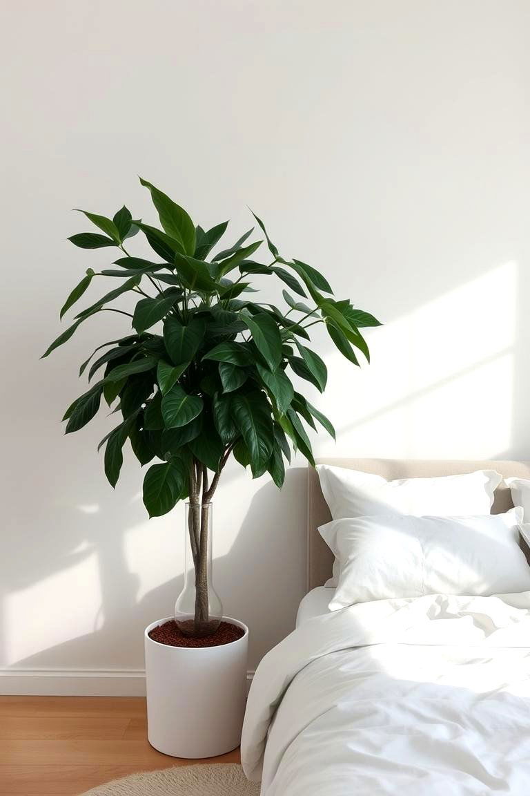Introduce Indoor Plants Sparingly - 24 Minimalist Bedroom Ideas
