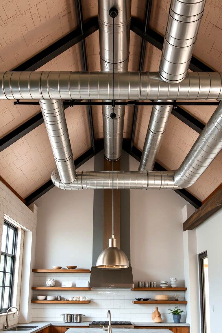 Introduce Industrial Chic Elements - 24 Vaulted Ceiling Kitchen Ideas