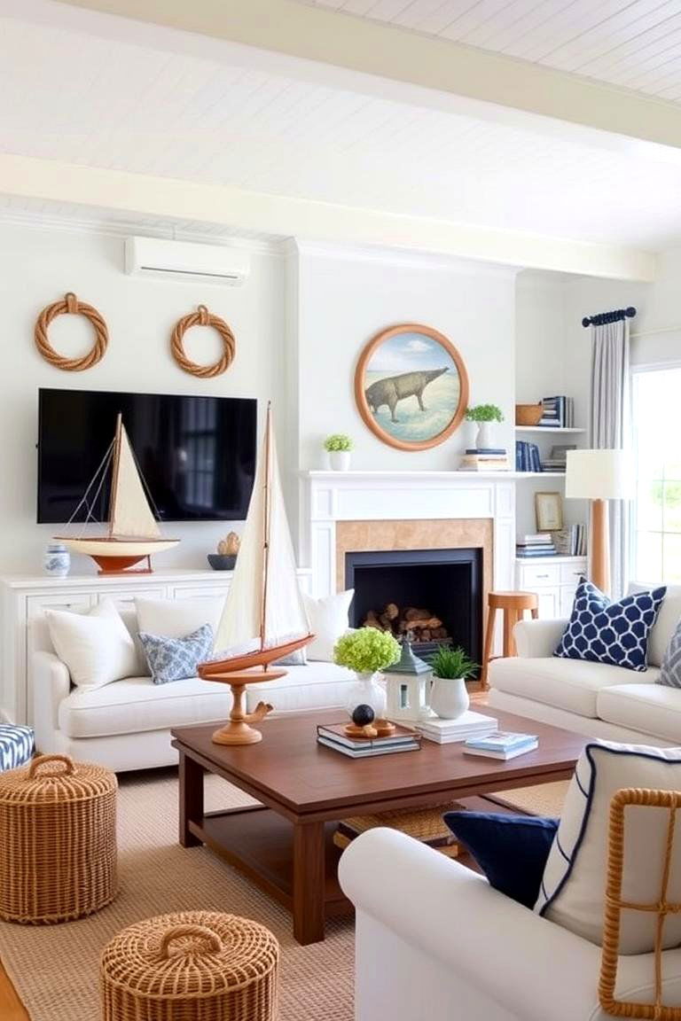 Introduce Nautical Inspired Decor Accents - 24 Hamptons Living Room Ideas