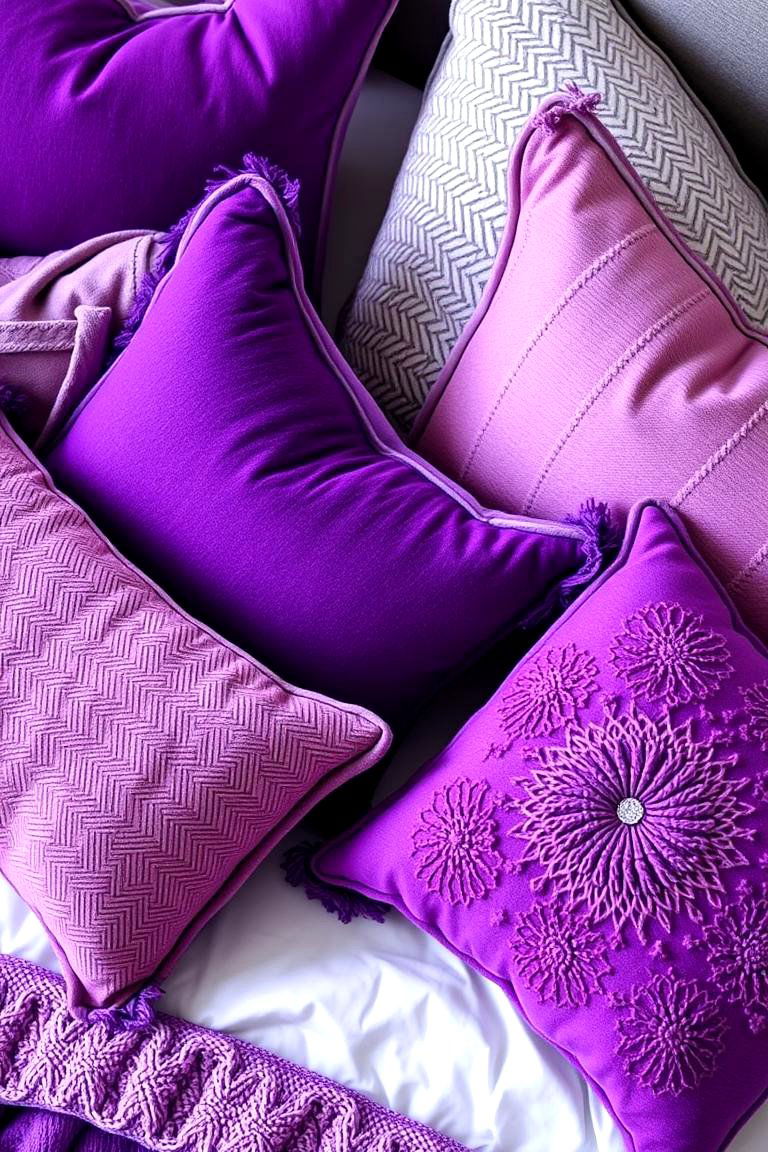 Introduce Purple Through Decorative Pillows - 24 Purple Bedroom Ideas