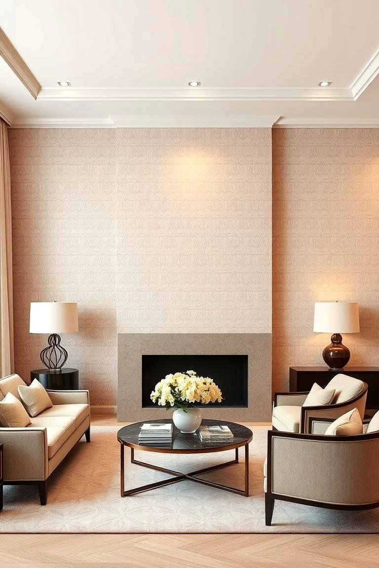 Introduce Texture and Depth with Textured Wallpaper - 24 Pinterest Living Room Decor Ideas