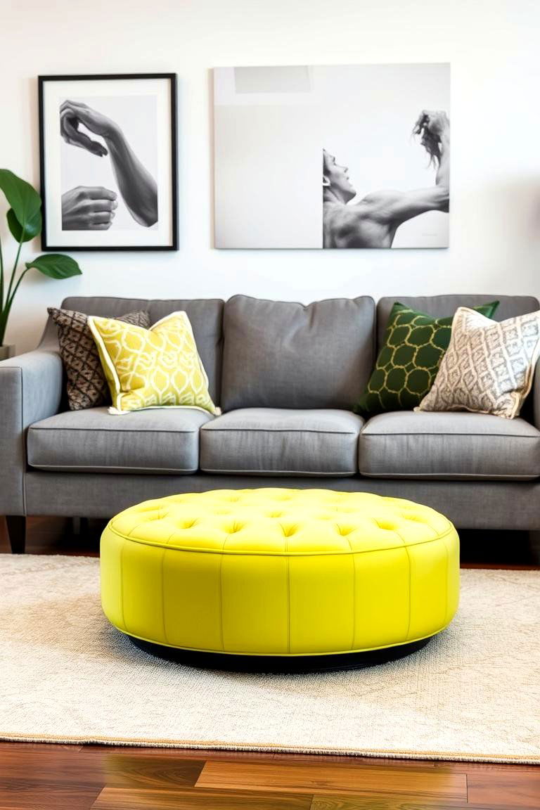 Introduce Versatility with a Green Ottoman or Pouf - 24 Green Living Room Ideas