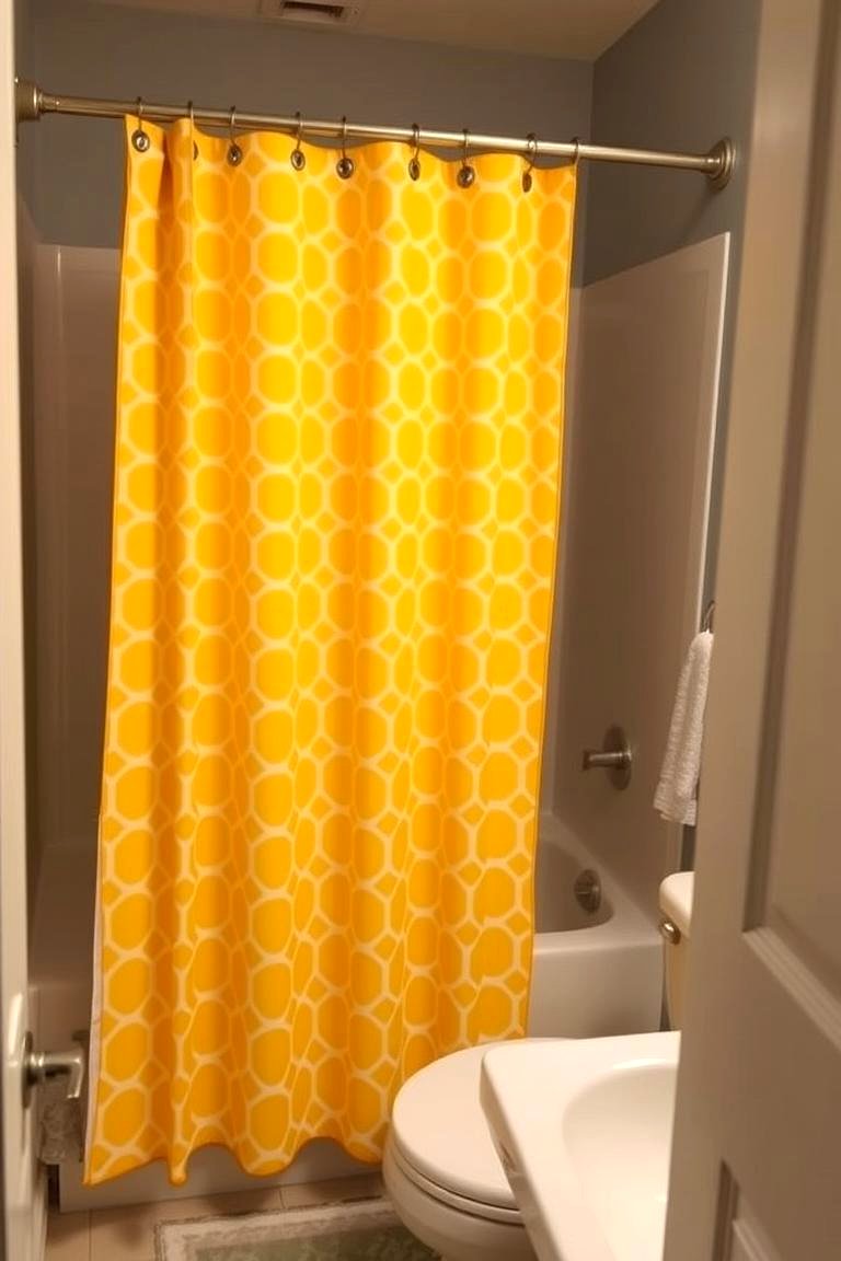 Introduce Yellow Through Shower Curtains - 24 Yellow Bathroom Ideas