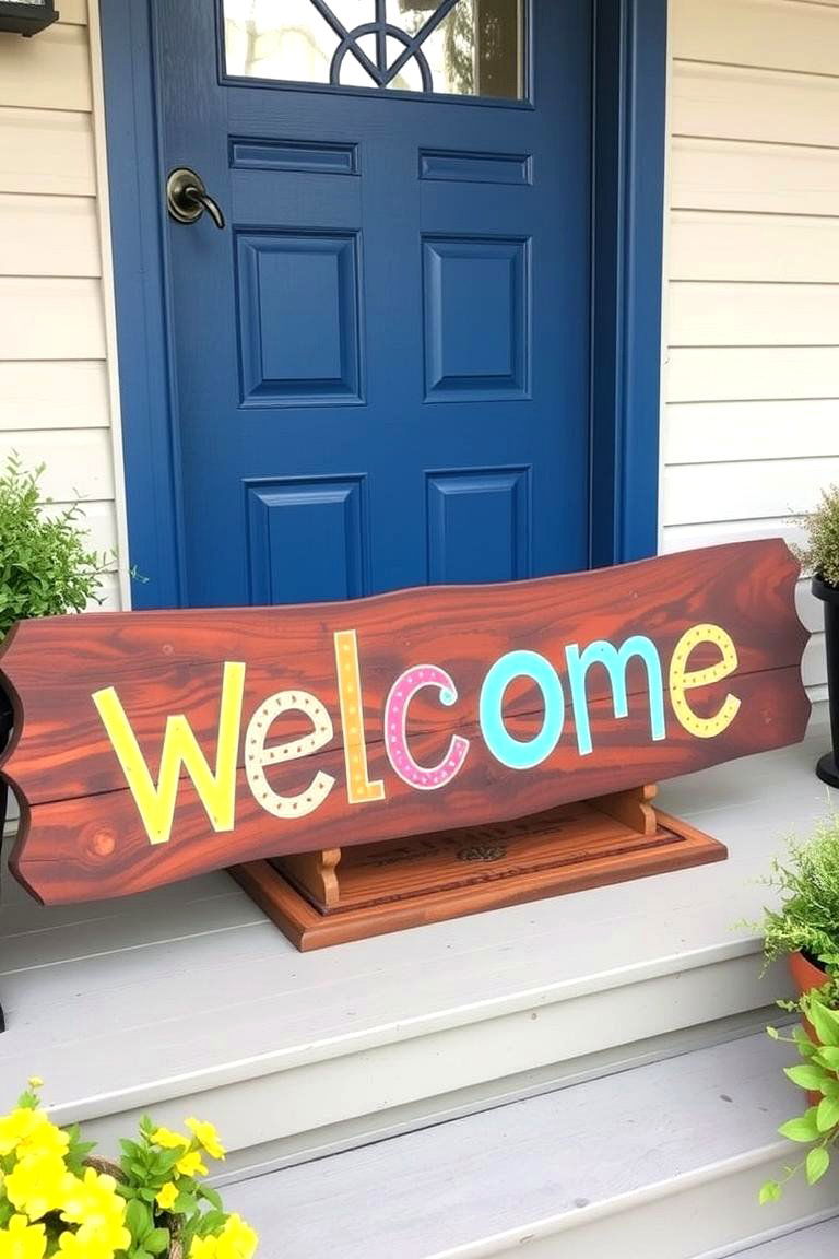 Introduce a Decorative Welcome Sign - 24 Front Step Ideas