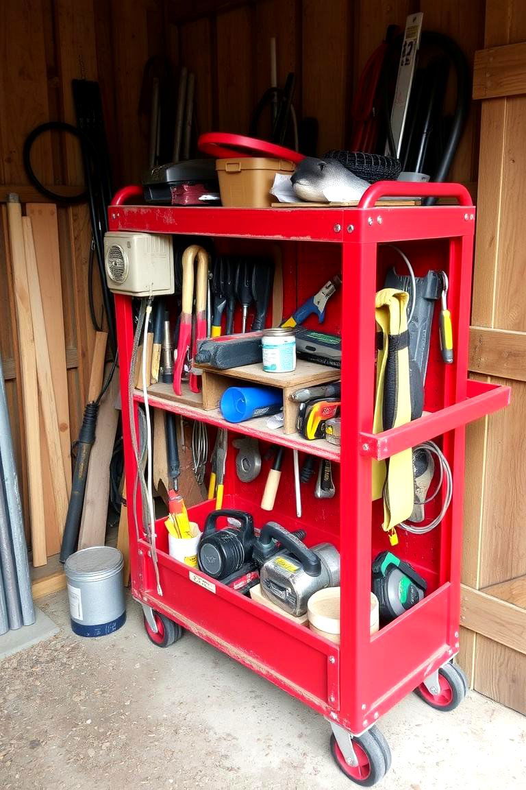 Introduce a Rolling Tool Cart - 24 Shed Organization Ideas