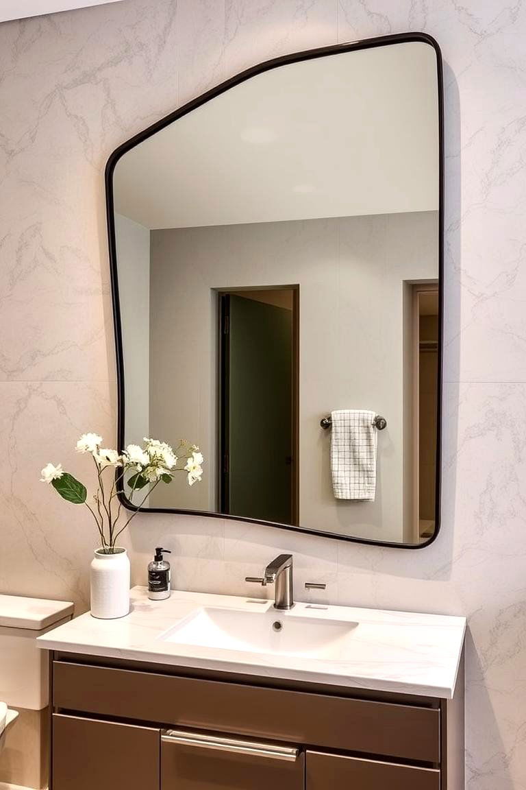 Introduce a Statement Mirror - 24 Masculine Bathroom Ideas