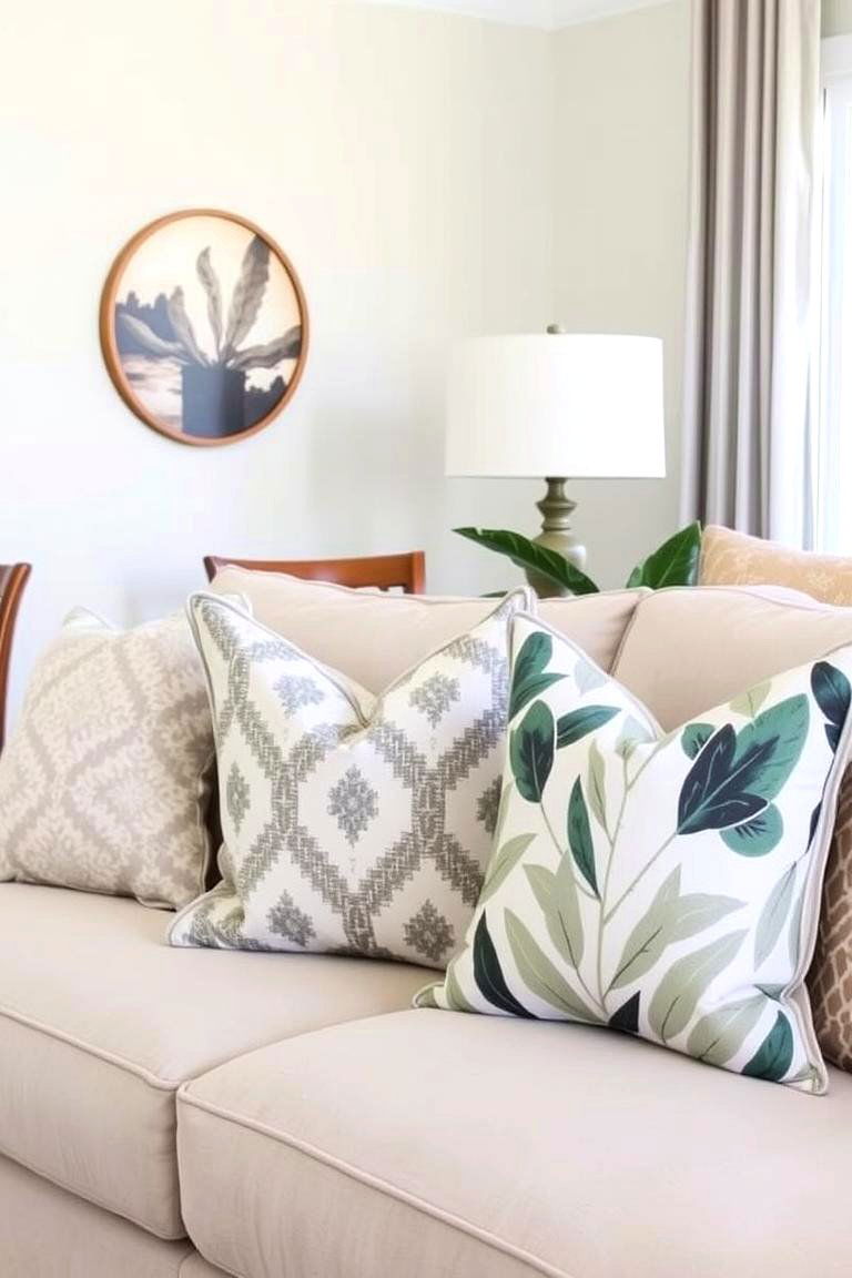 Introducing Patterned Throw Pillows - 24 Greige Living Room Ideas