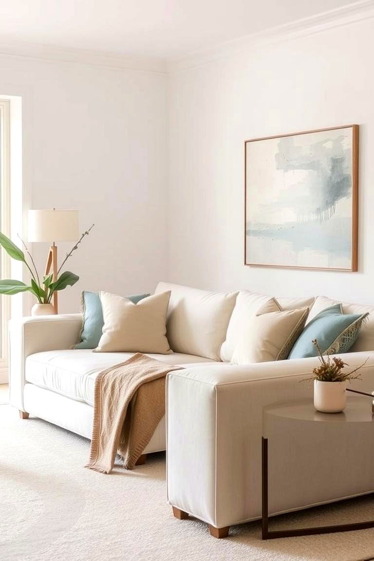 Introducing Subtle Pops of Muted Color - 24 Neutral Living Room Ideas