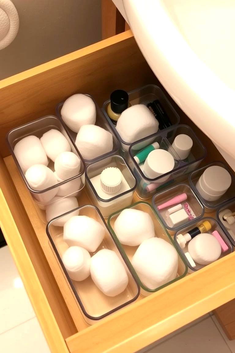 Invest in Clear Storage Containers - 24 Bathroom Drawer Organization Ideas