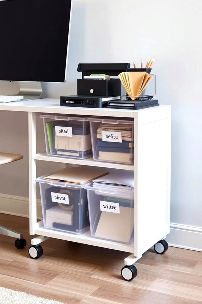 Invest in a Mobile Rolling Cart - 24 Office Storage Ideas