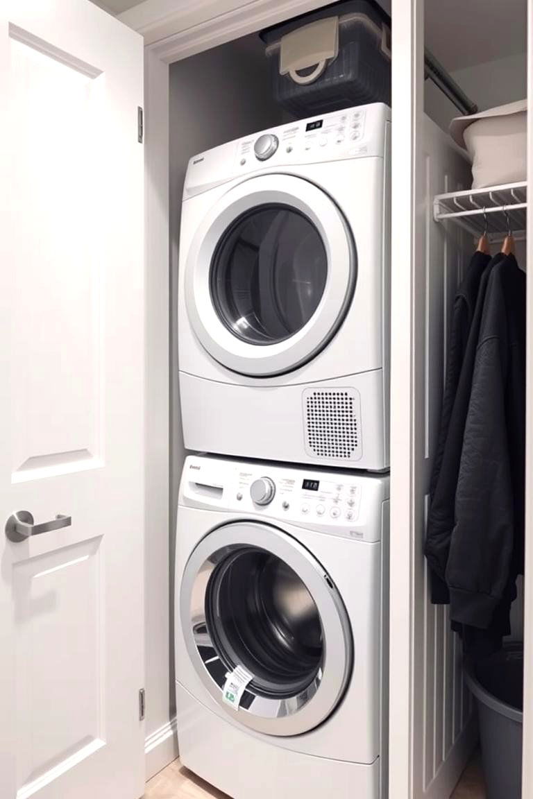 Invest in a Stackable Washer and Dryer - 24 basement laundry room ideas