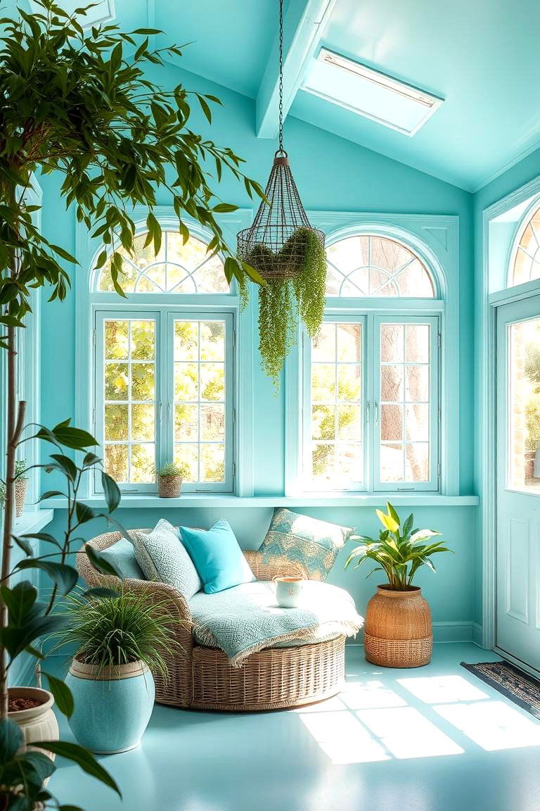 Invigorating Aqua Freshness - 24 Sunroom Color Ideas