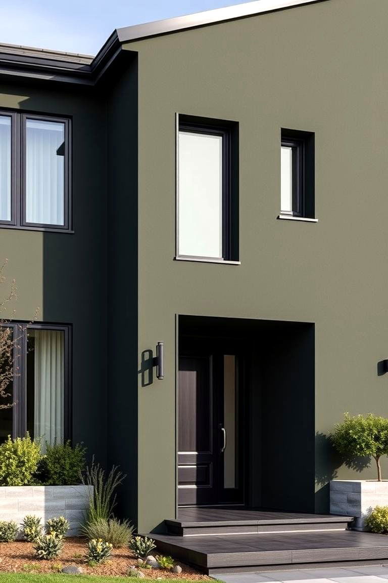 Invigorating Color Dynamics - 24 Dark Olive Green House With Black Trim