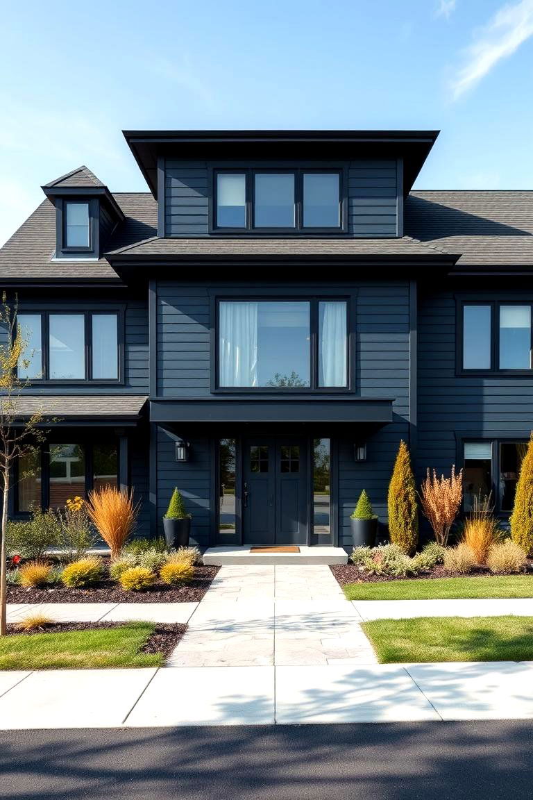 Invigorating the Neighborhood Vibe - 24 Dark Blue House With Black Trim