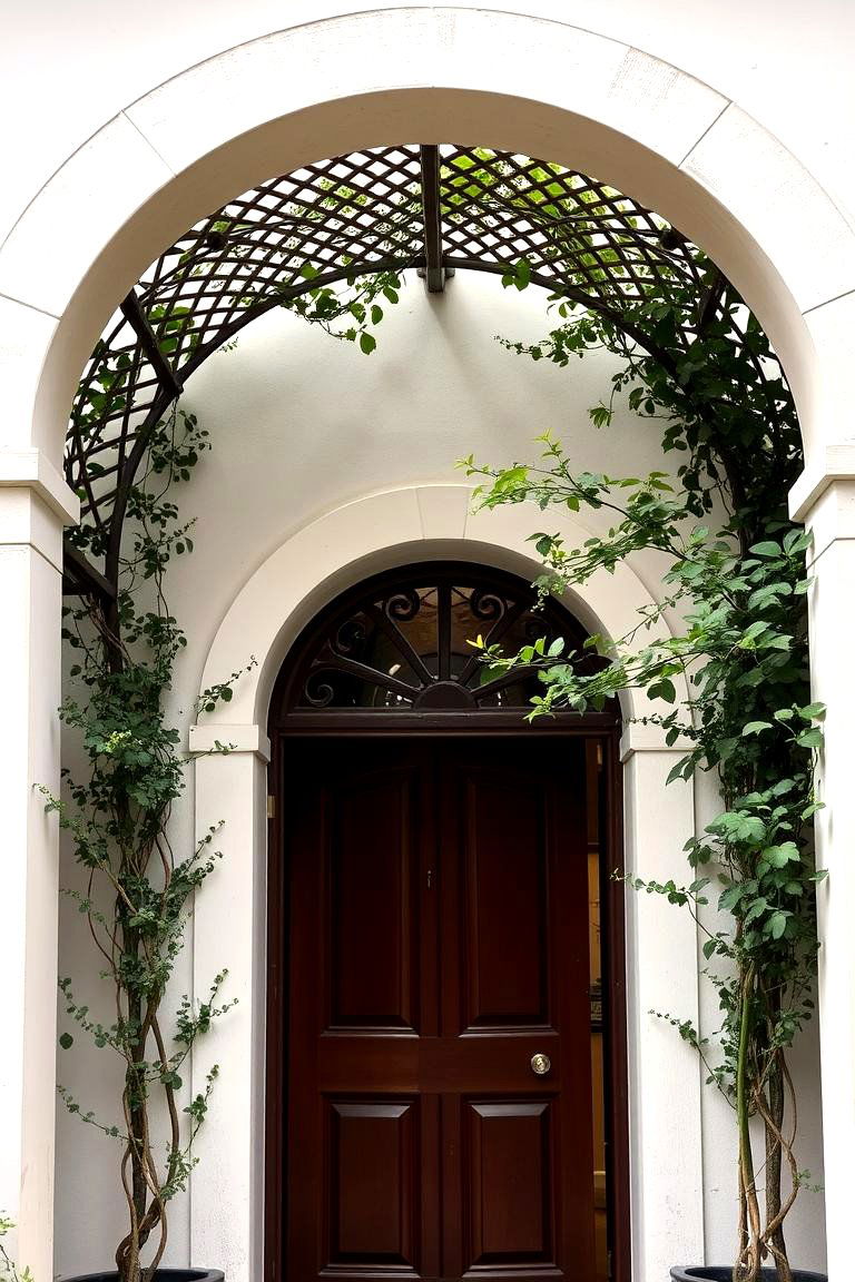 Inviting Arched Trellis - 24 Spanish Style Front Door Ideas