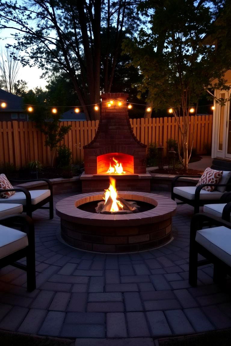 Inviting Brick Fire Pit Area - 24 Brick Landscaping Ideas