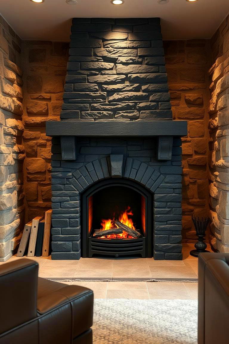 Inviting Cozy Corners - 24 Black Stone Fireplace Ideas