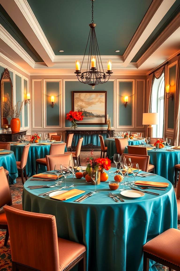 Inviting Dining Room Aesthetics - 24 Teal and Orange Color Scheme for Your Rooms
