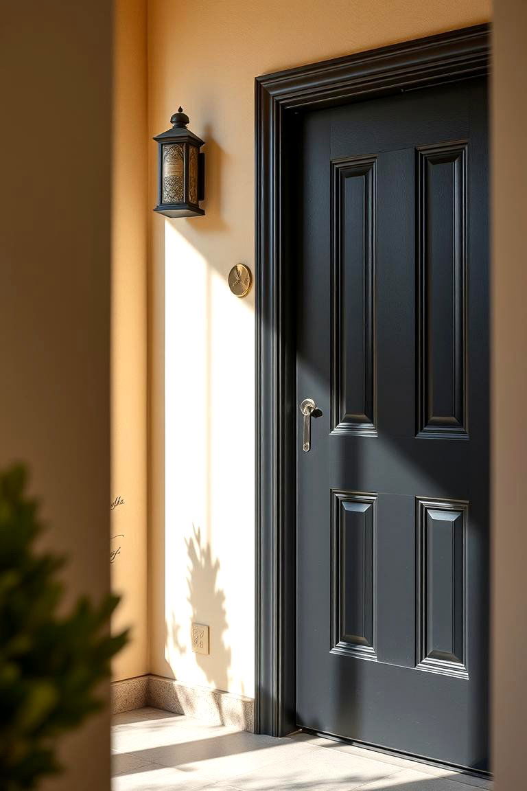 Inviting Entryway with Monochrome Appeal - 24 beige and black house exterior ideas