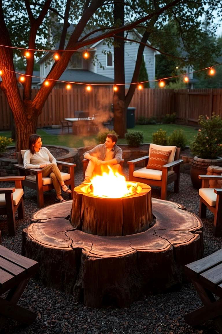 Inviting Family Circle - 24 Tree Stump Fire Pit Ideas