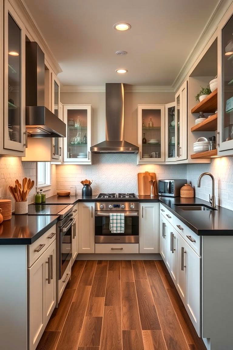 Inviting Family Friendly Culinary Space - 24 kitchen with dark countertops and light cabinets