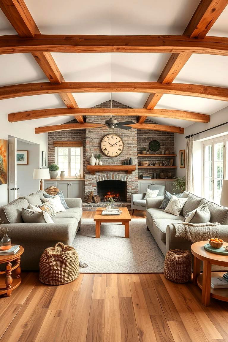 Inviting Family Haven - 24 Exposed Beam Living Room Ideas