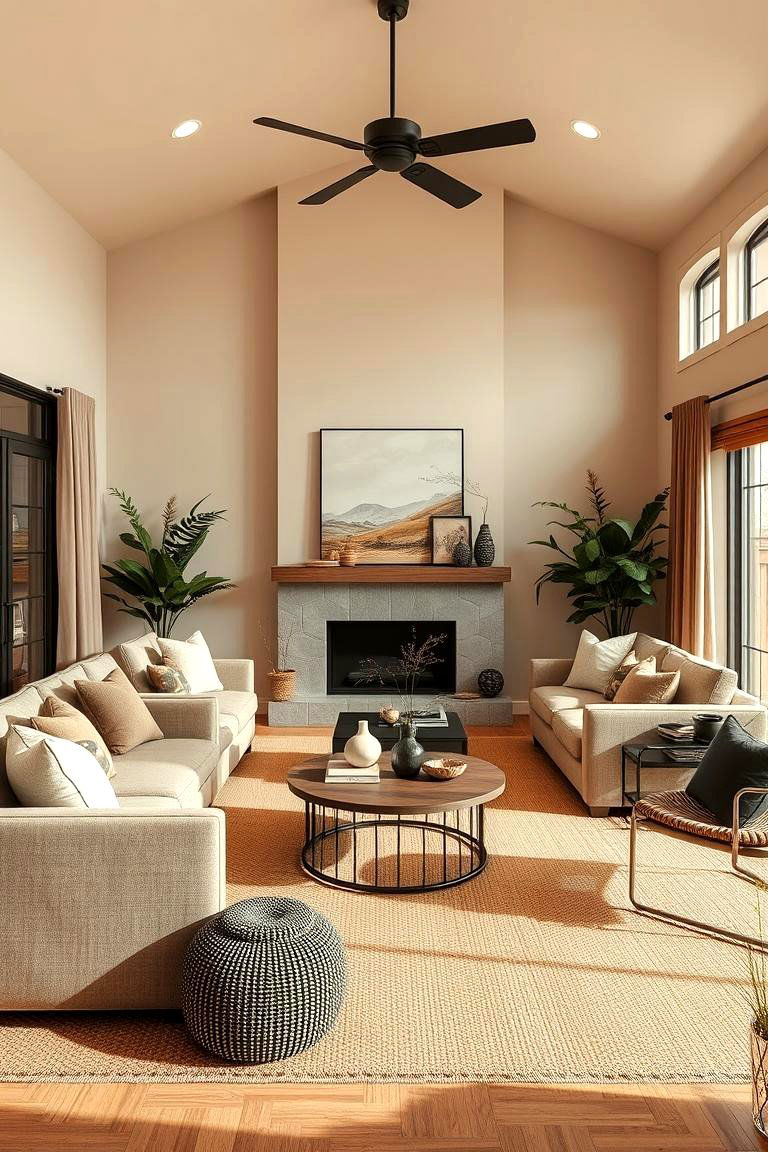Inviting Family Room in Earthy Palettes - 24 Black and Brown Interior Design Ideas
