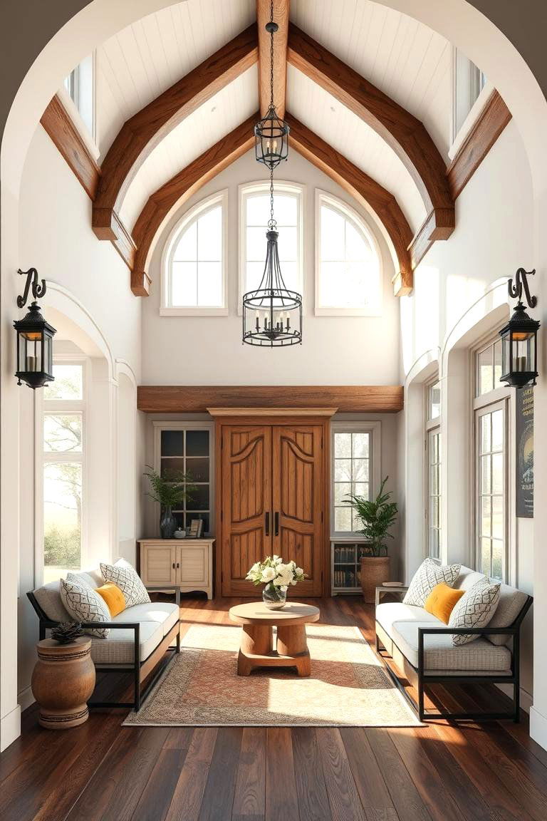 Inviting Farmhouse Entry Sunroom - 24 Farmhouse Sunroom Ideas